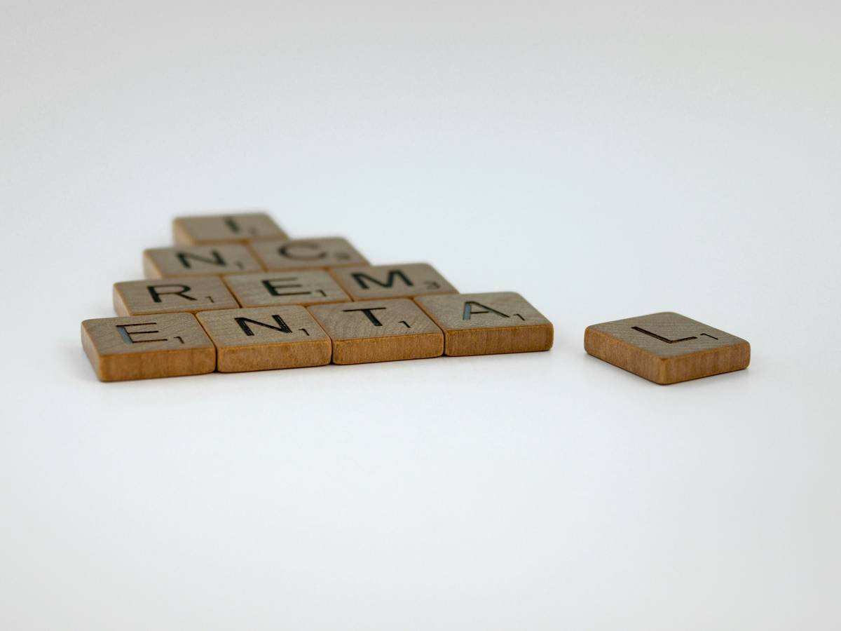 scrabble, scrabble pieces, lettering, letters, wood, scrabble tiles, white background, words, quote, letters, type, typography, design, layout, focus, bokeh, blur, photography, images, image, incremental, increments, gradual, progression, step-by-step, phases, steps, one day at a time, progress, development, grades,